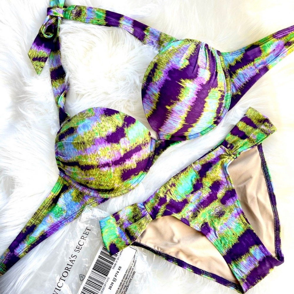 🌴 VS  Victoria Secret Bombshell Miraculous Swimsuit Bikini. 34C Medium bottoms
